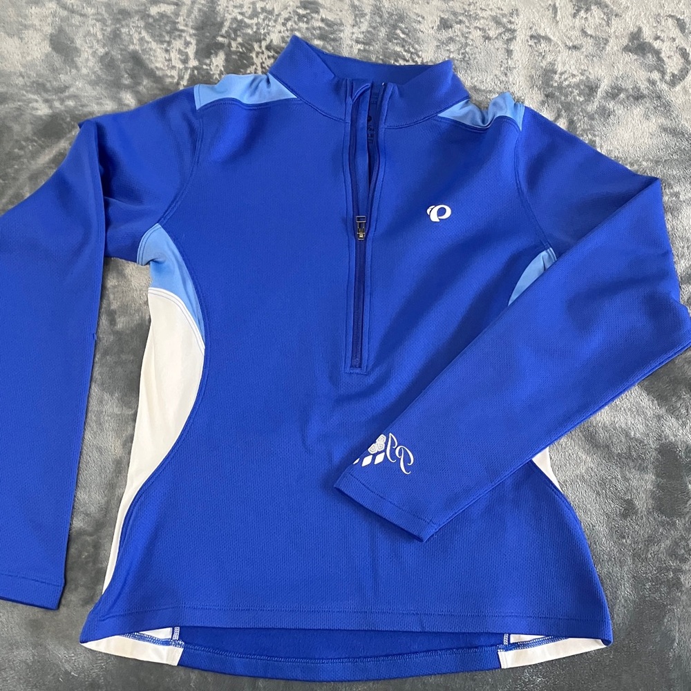 Pearl Izumi Royal Blue Long Sleeve Cycling Top with White Accents
